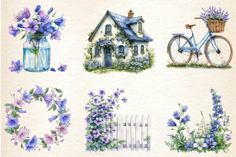 Spring Campanula Flower Clipart Bundle - CraftNest - Digital Crafting and Art