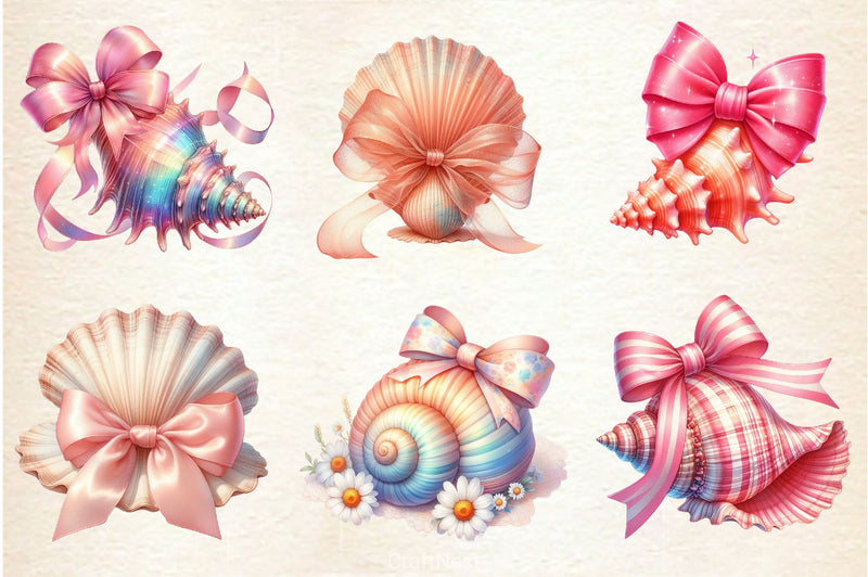 Girly Shell With Bow Clipart Bundle - CraftNest - Digital Crafting and Art