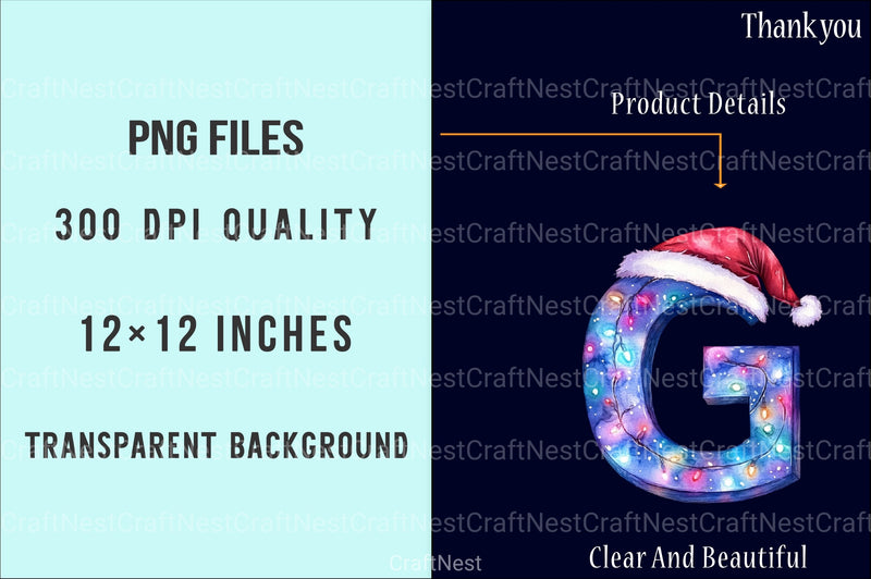 Christmas Alphabet Letters Reindeer Santa Snowman Clipart Bundle - CraftNest - Digital Crafting and Art