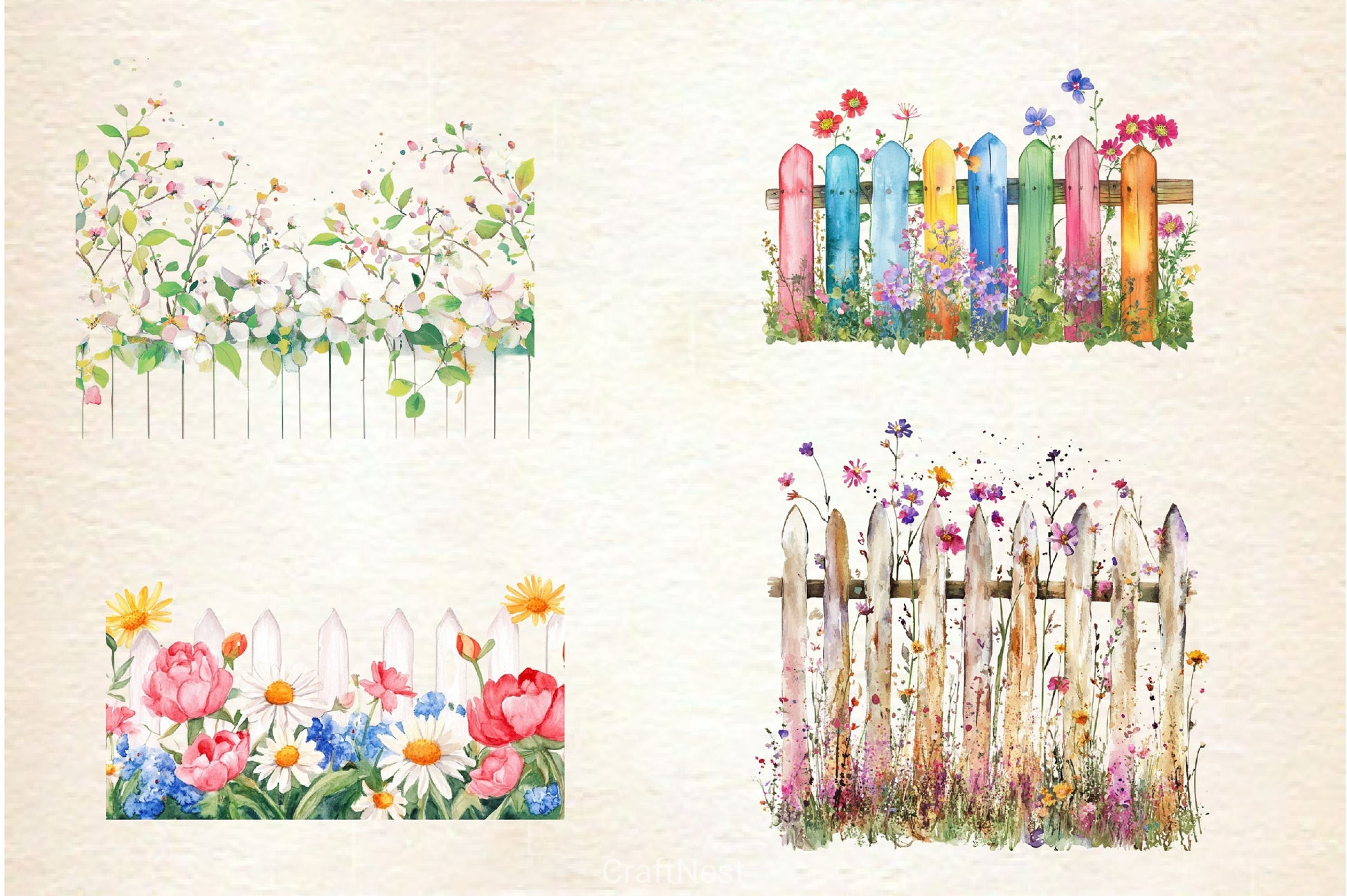 Spring Flower Fence Clipart Bundle 1 - CraftNest - Digital Crafting and Art