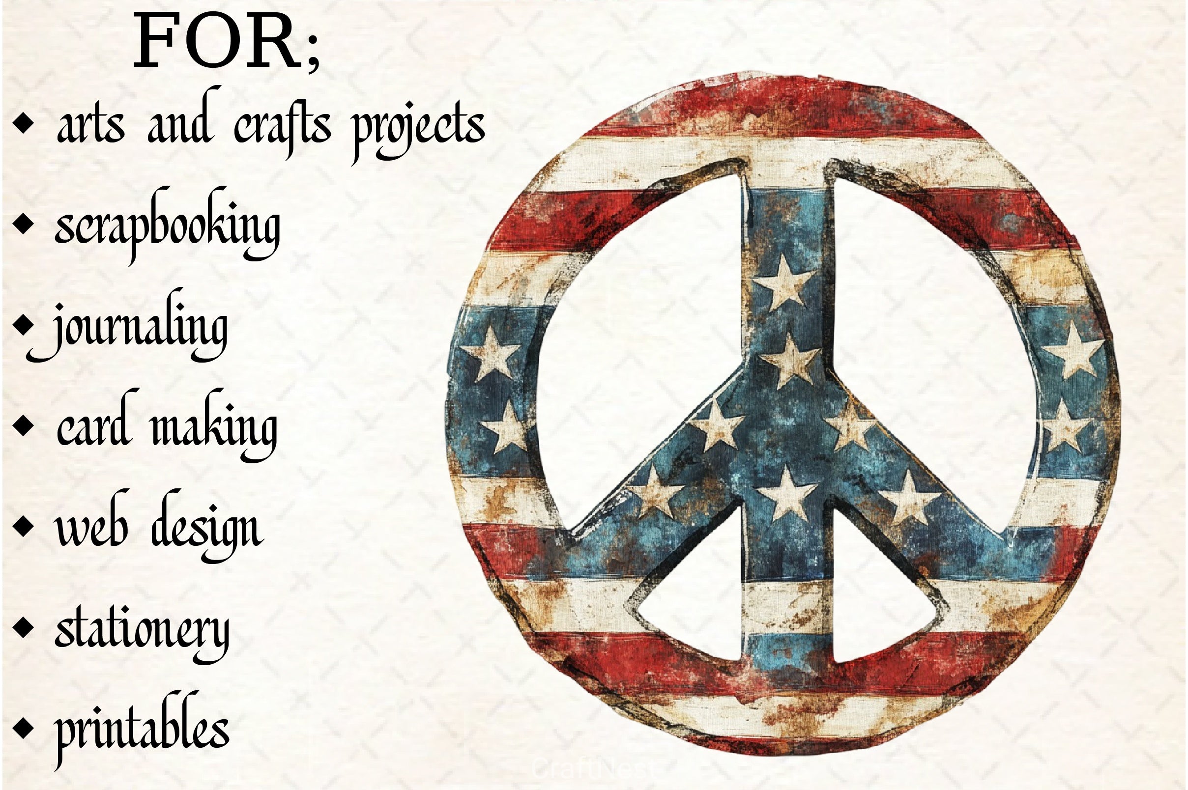 4th of July Peace Sign Clipart Bundle - CraftNest - Digital Crafting and Art