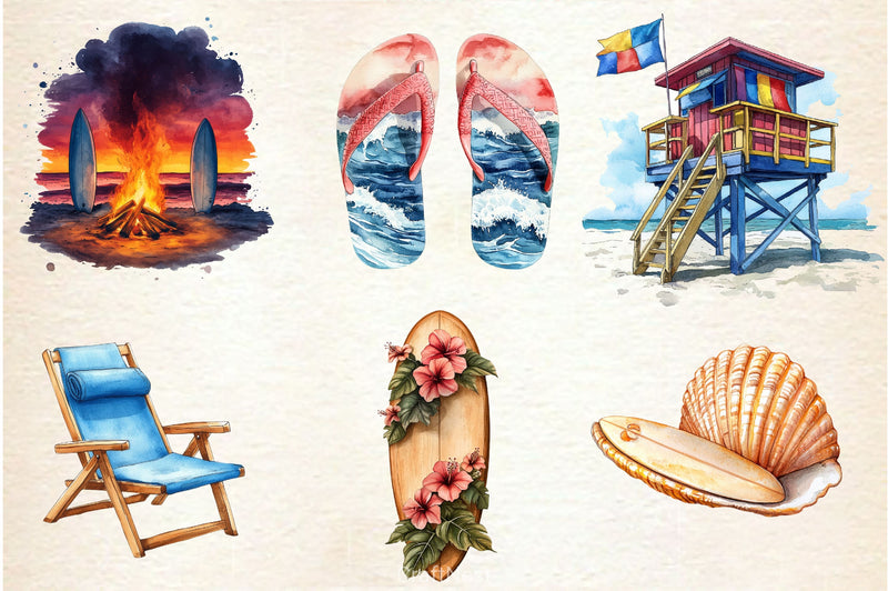 Surfs Up Beach Summer Clipart Bundle - CraftNest - Digital Crafting and Art