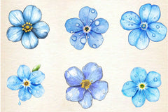 Forget Me Not Flower Bloom Clipart Bundle 2 - CraftNest - Digital Crafting and Art