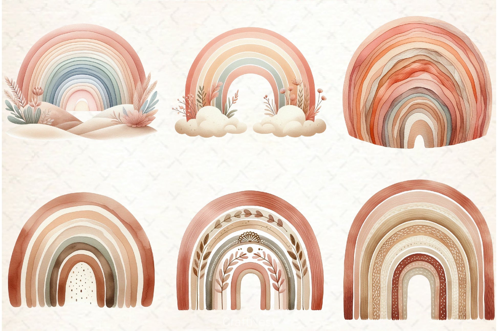Boho Rainbow Clipart Bundle - CraftNest - Digital Crafting and Art