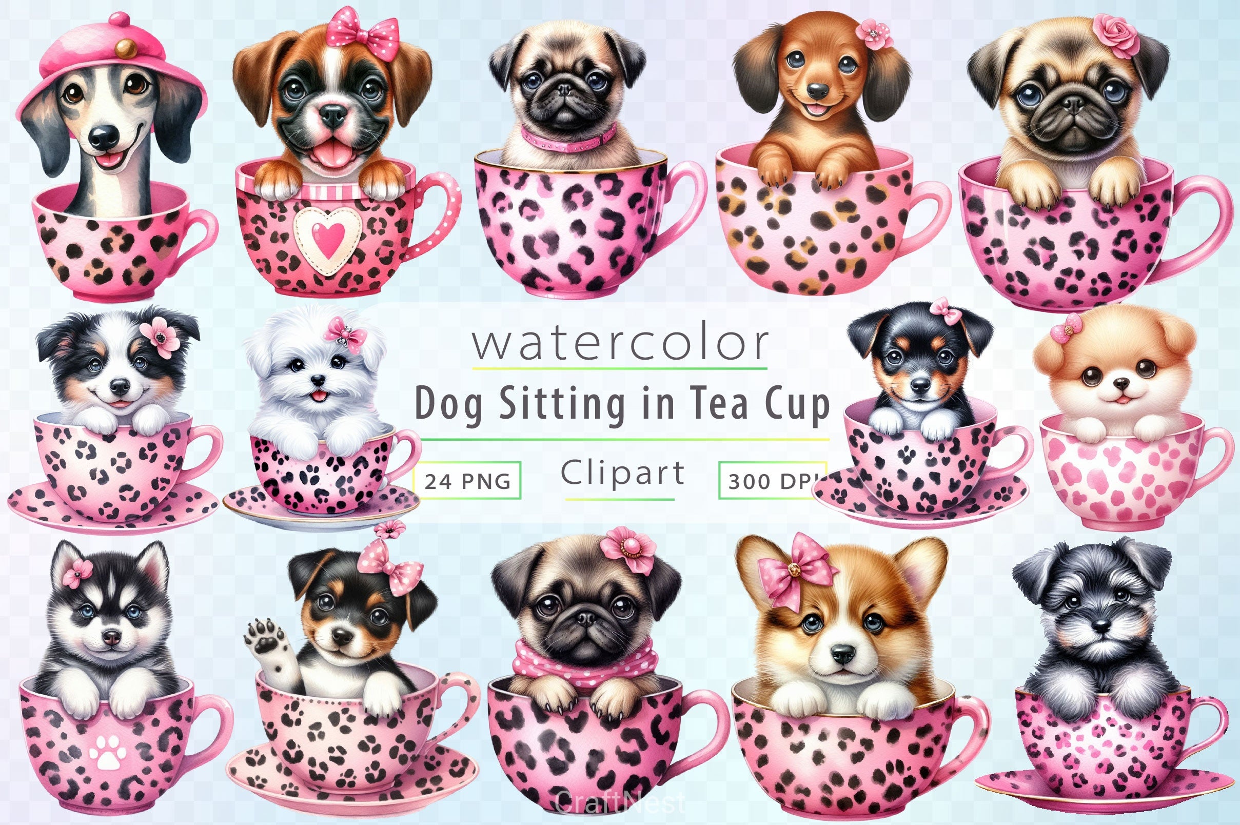 Dog Sitting In Tea Cup Clipart Bundle - CraftNest - Digital Crafting and Art