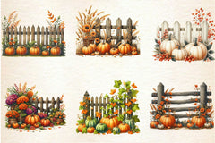 Fall Pumpkin Fence Clipart Bundle 1 - CraftNest - Digital Crafting and Art