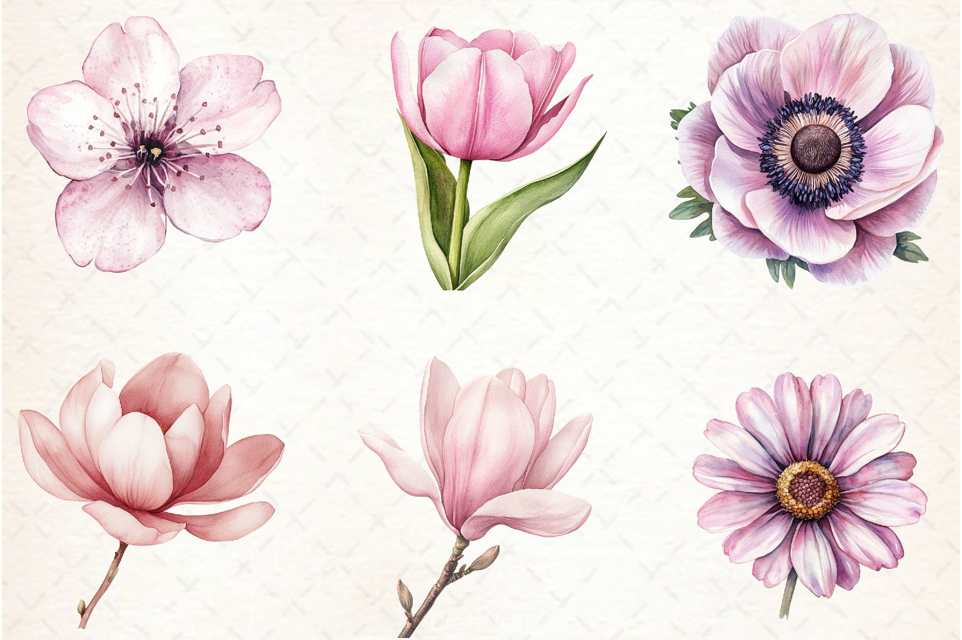 Dusty Pink Flowers Clipart Bundle - CraftNest - Digital Crafting and Art