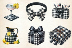 Luxury Black Gingham Summer Clipart Bundle - CraftNest - Digital Crafting and Art