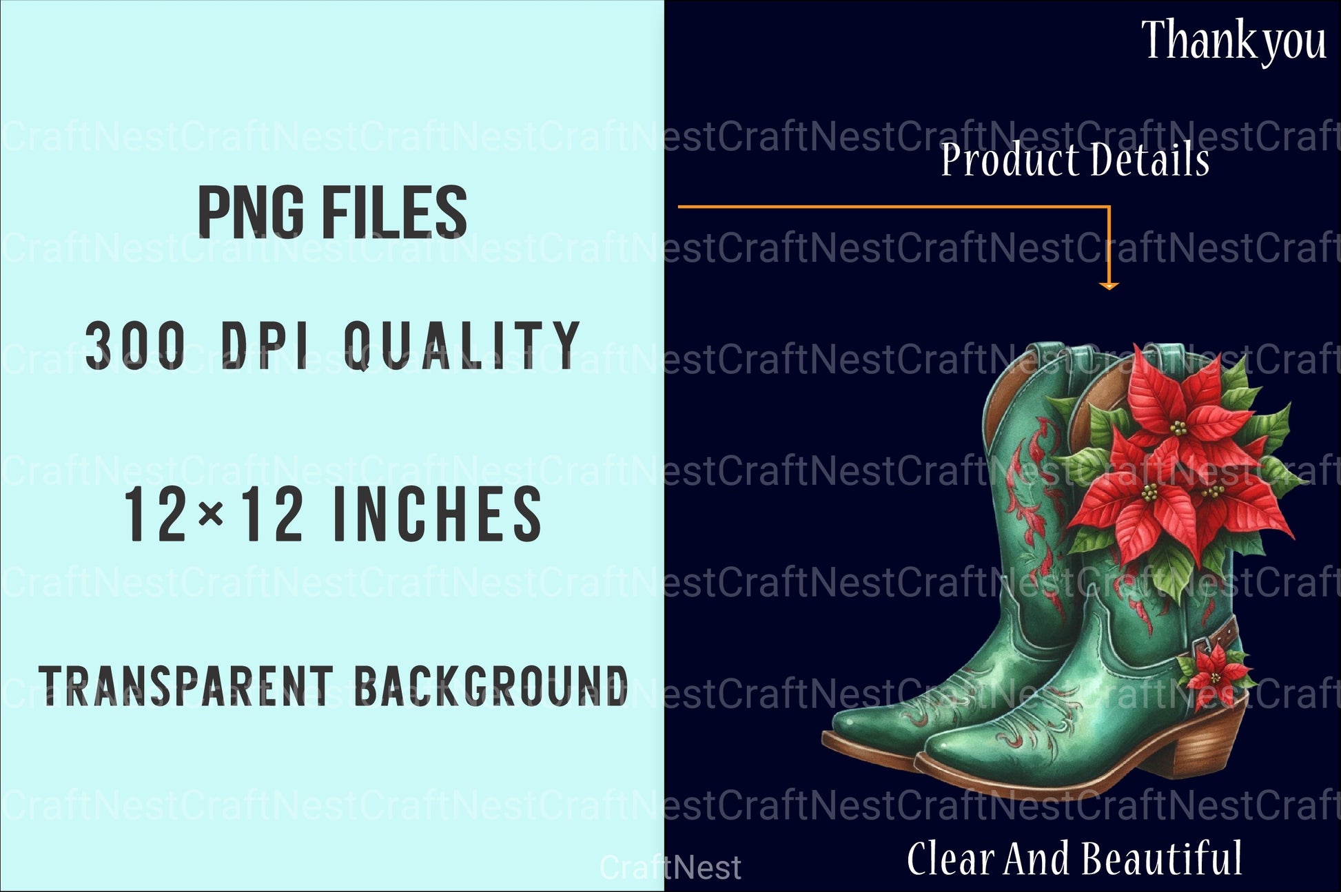 Festive Christmas Cowboy Boots Clipart Bundle - CraftNest - Digital Crafting and Art