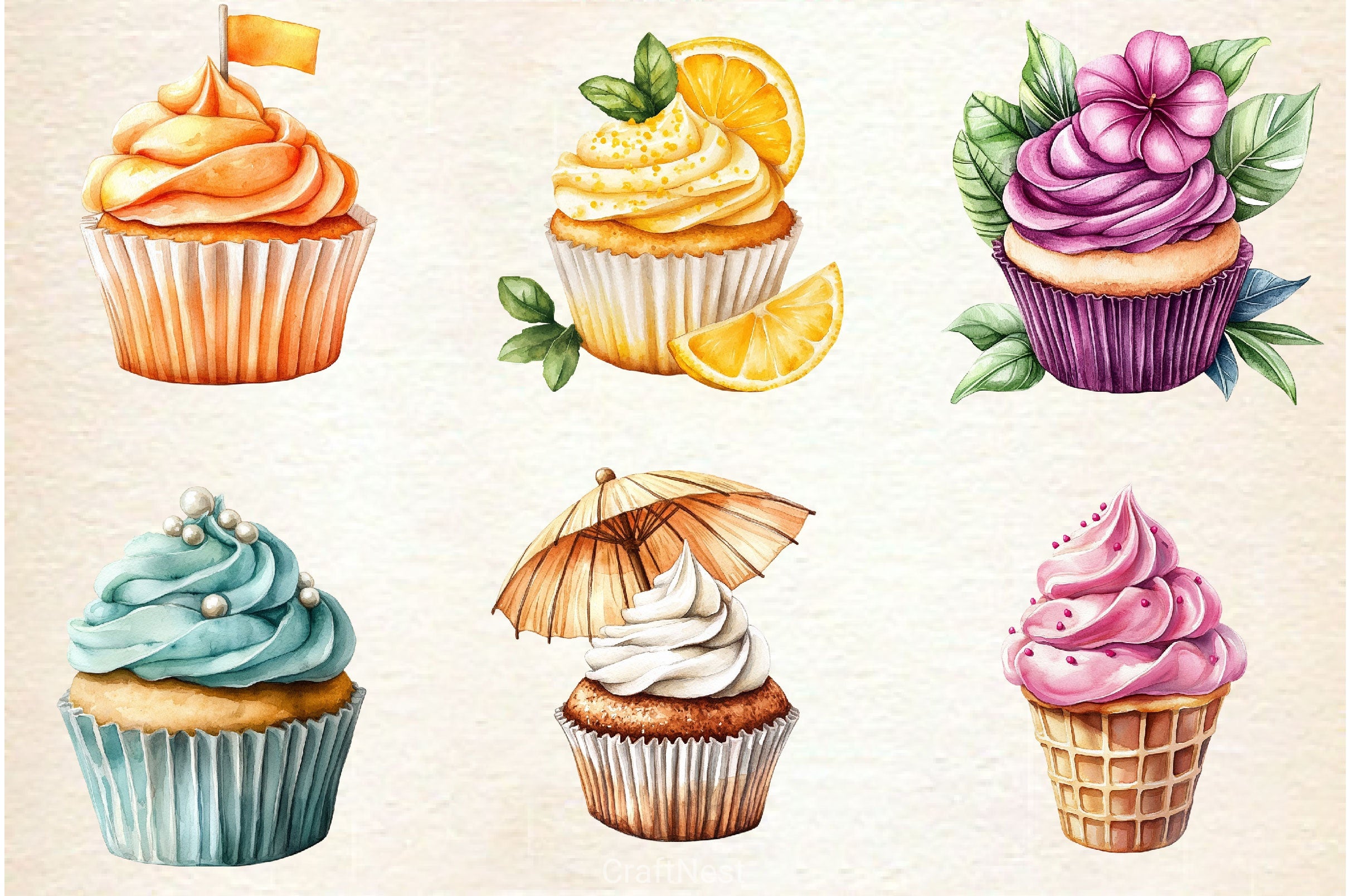 Summer Cupcake Clipart Bundle 2 - CraftNest - Digital Crafting and Art
