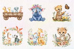Cute Boho Baby Safari Animals Clipart Bundle - CraftNest - Digital Crafting and Art