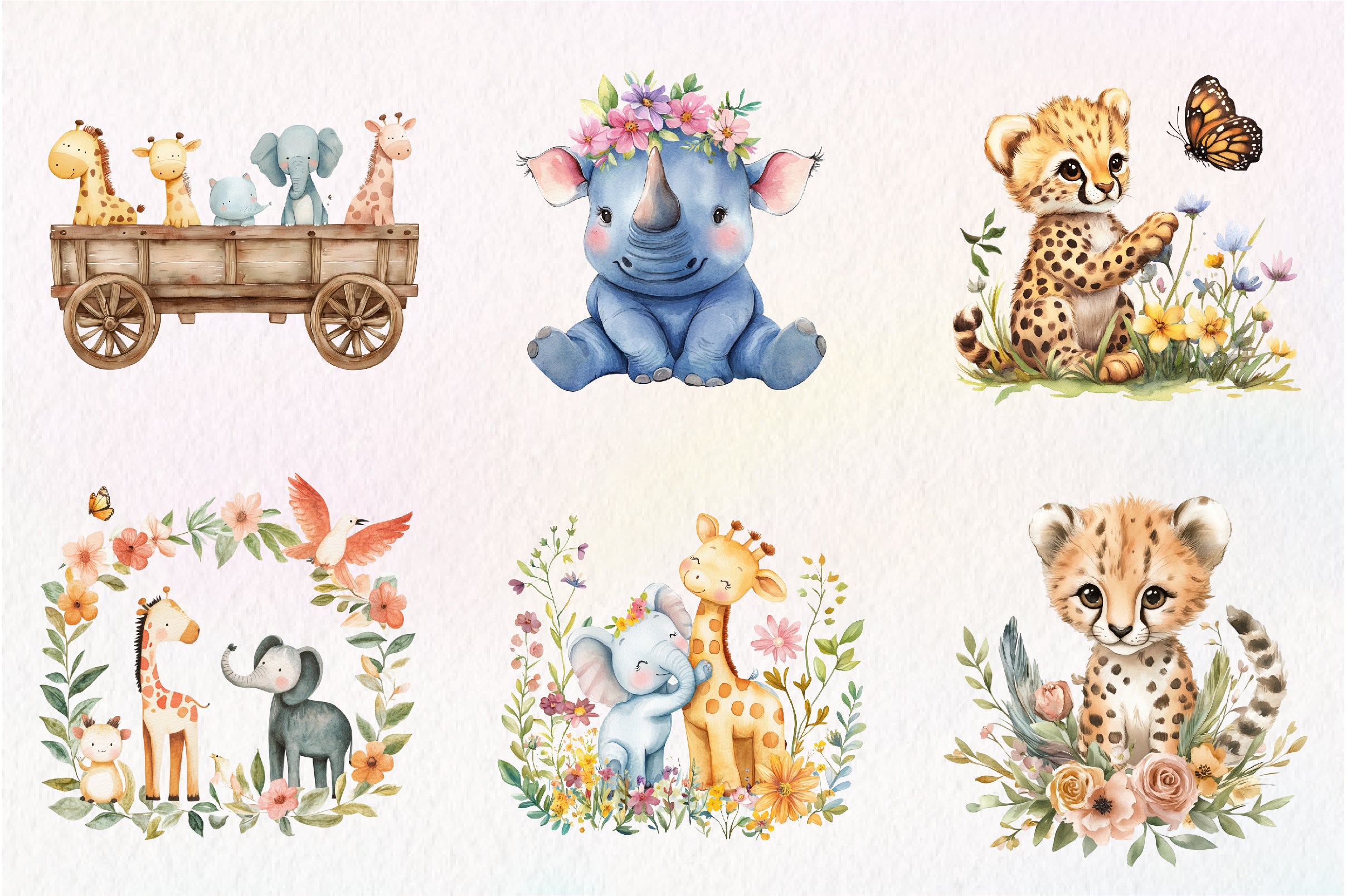 Cute Boho Baby Safari Animals Clipart Bundle - CraftNest - Digital Crafting and Art
