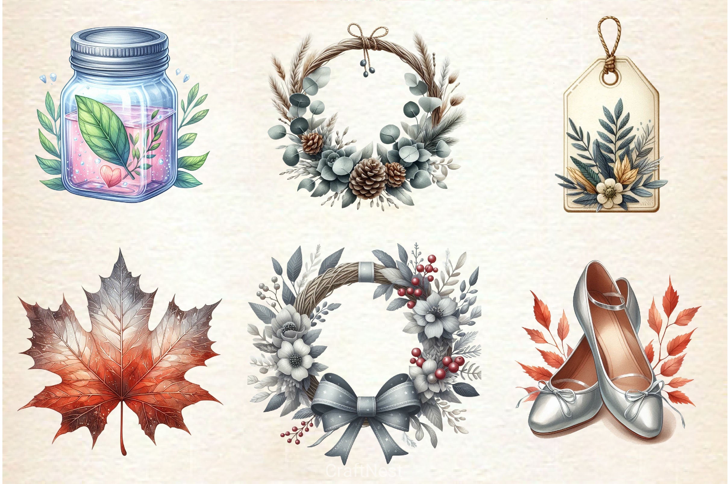 Silver Autumn Clipart Bundle 3 - CraftNest - Digital Crafting and Art