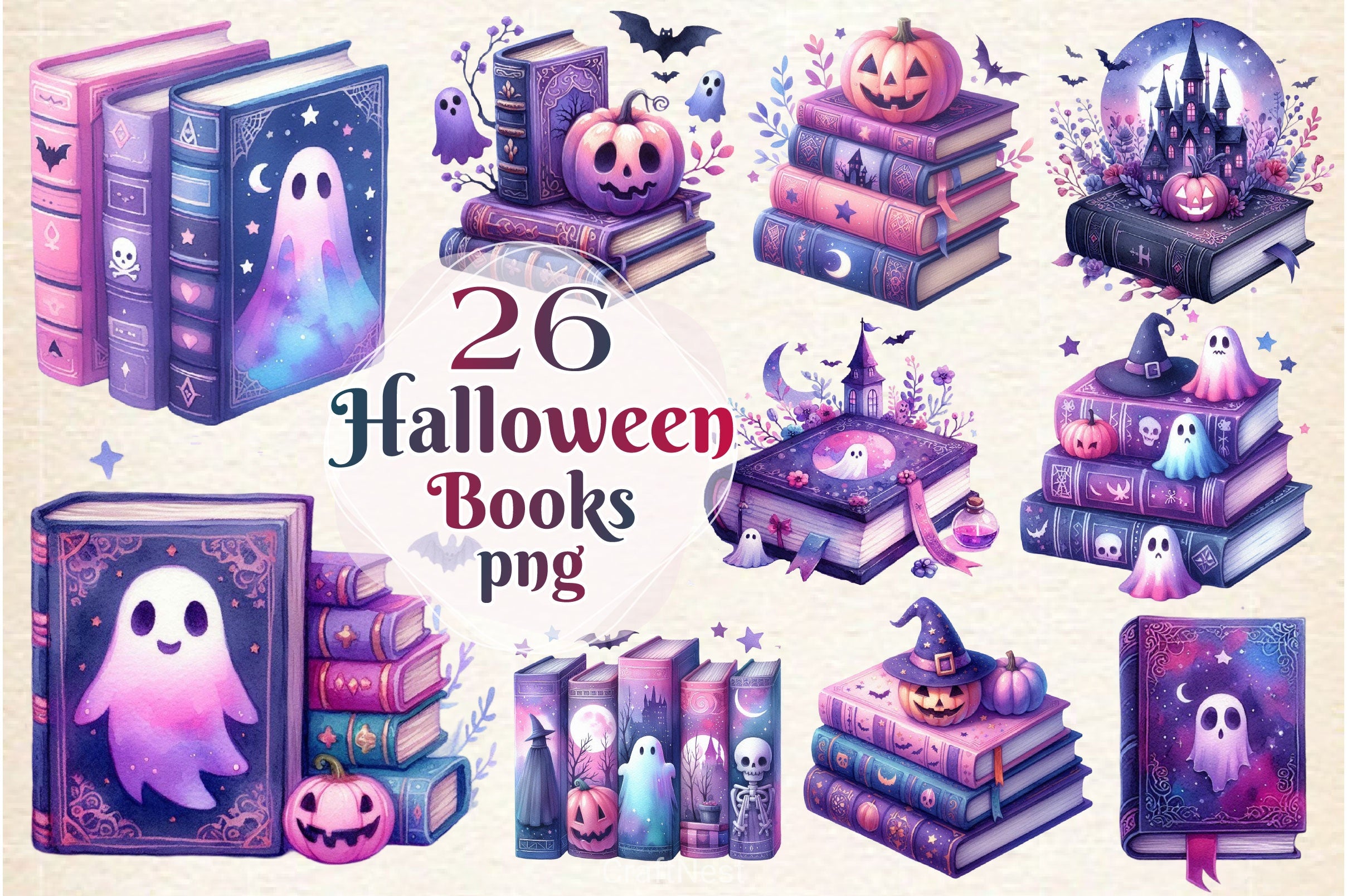 Halloween Books Clipart Bundle 2 - CraftNest - Digital Crafting and Art