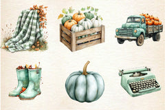Mint Fresh Green Autumn Clipart Bundle 2 - CraftNest - Digital Crafting and Art