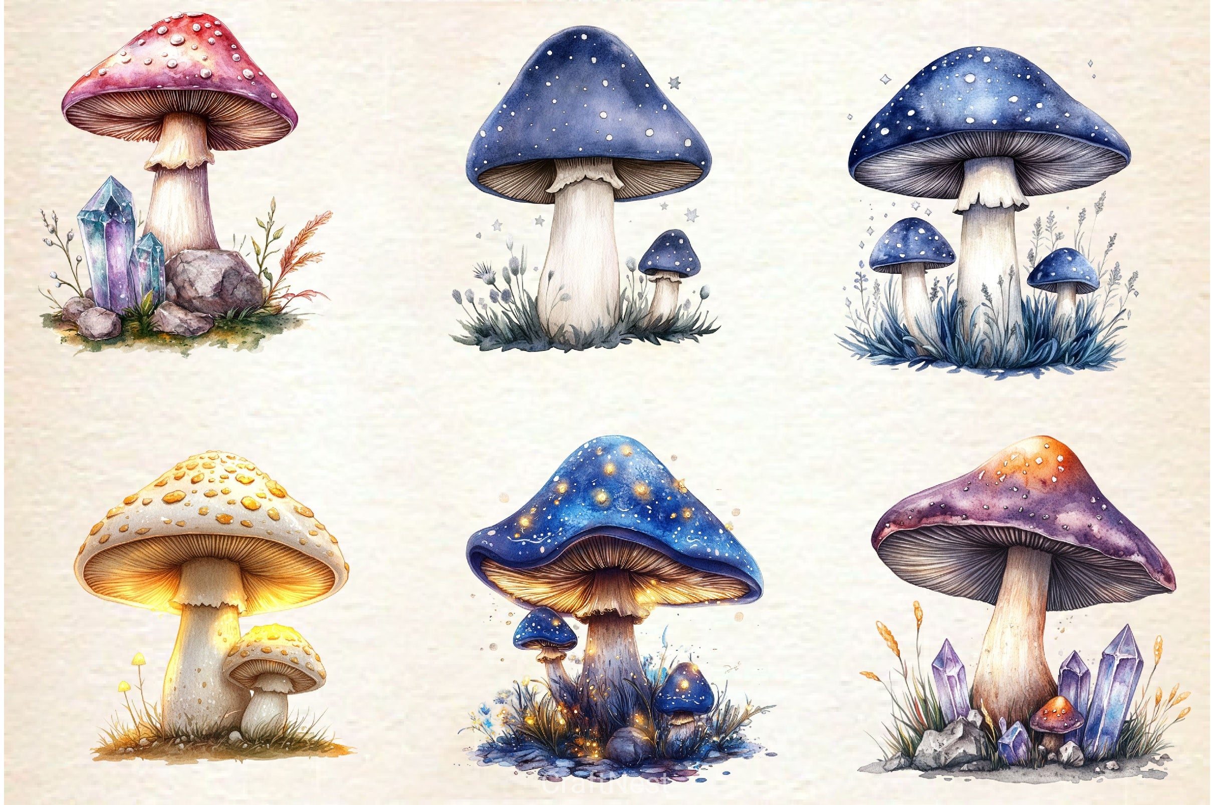 Magical Mushrooms Clipart Bundle - CraftNest - Digital Crafting and Art