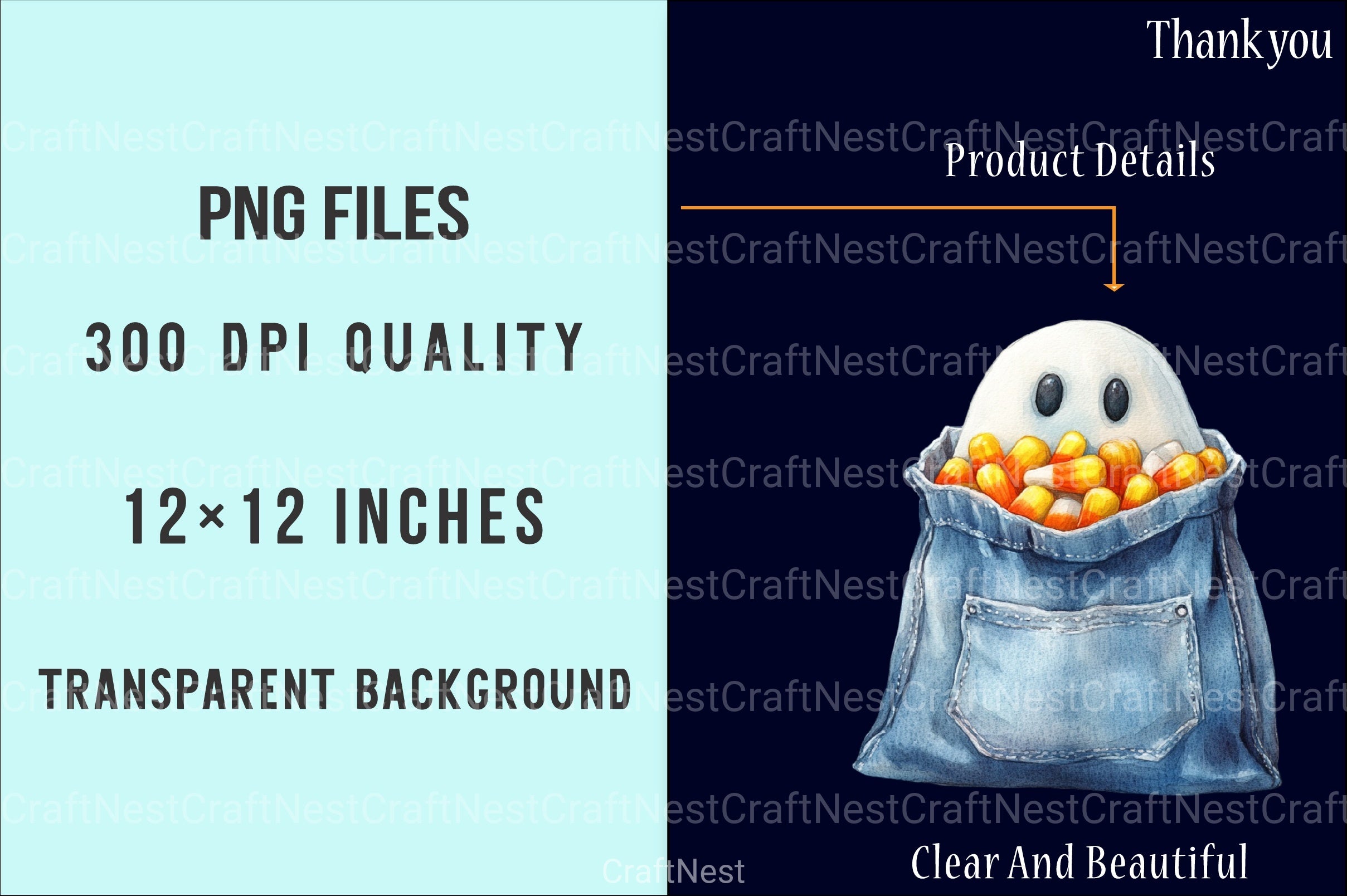 Denim Halloween Clipart Bundle Set - CraftNest - Digital Crafting and Art