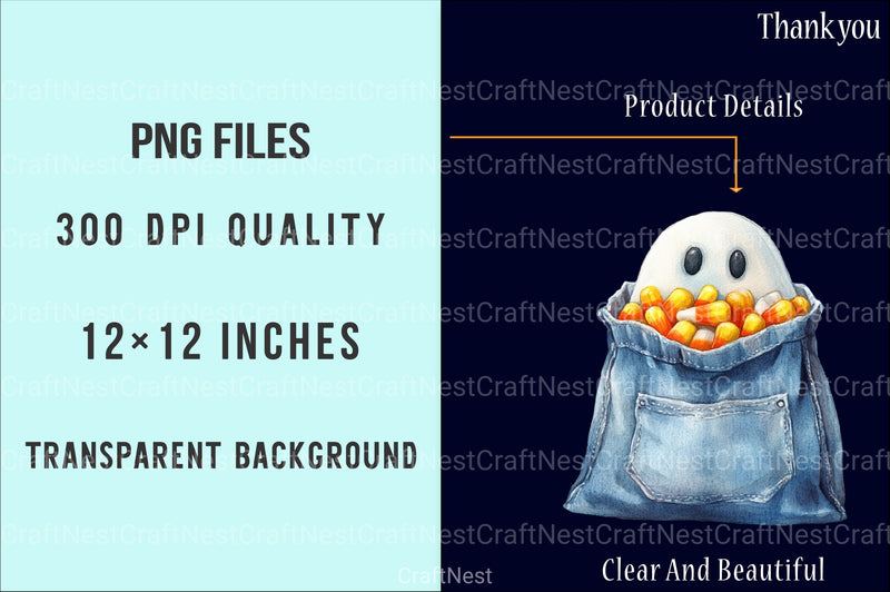 Denim Halloween Clipart Bundle Set - CraftNest - Digital Crafting and Art