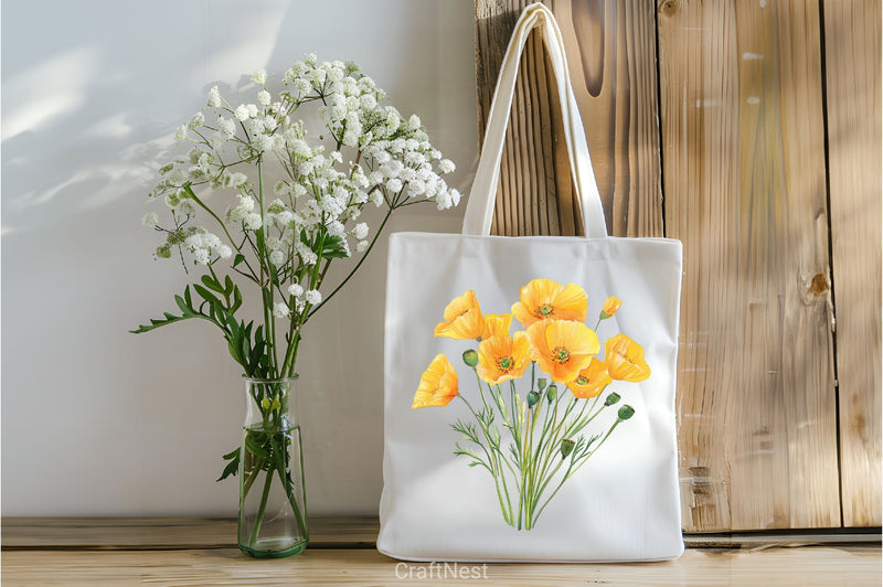 Yellow Poppy Flower Clipart Bundle - CraftNest - Digital Crafting and Art