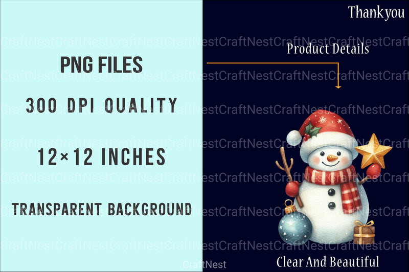 Christmas Snowman Blue Family Winter Clipart Bundle - CraftNest - Digital Crafting and Art