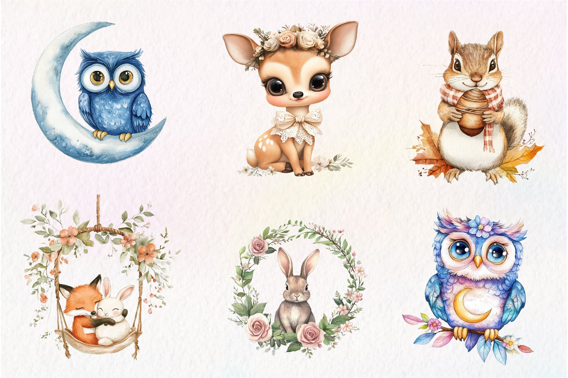 Sweet Boho Woodland Creatures Animals Clipart Bundle - CraftNest - Digital Crafting and Art