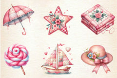 Pink Patchwork Summer Clipart Bundle - CraftNest - Digital Crafting and Art