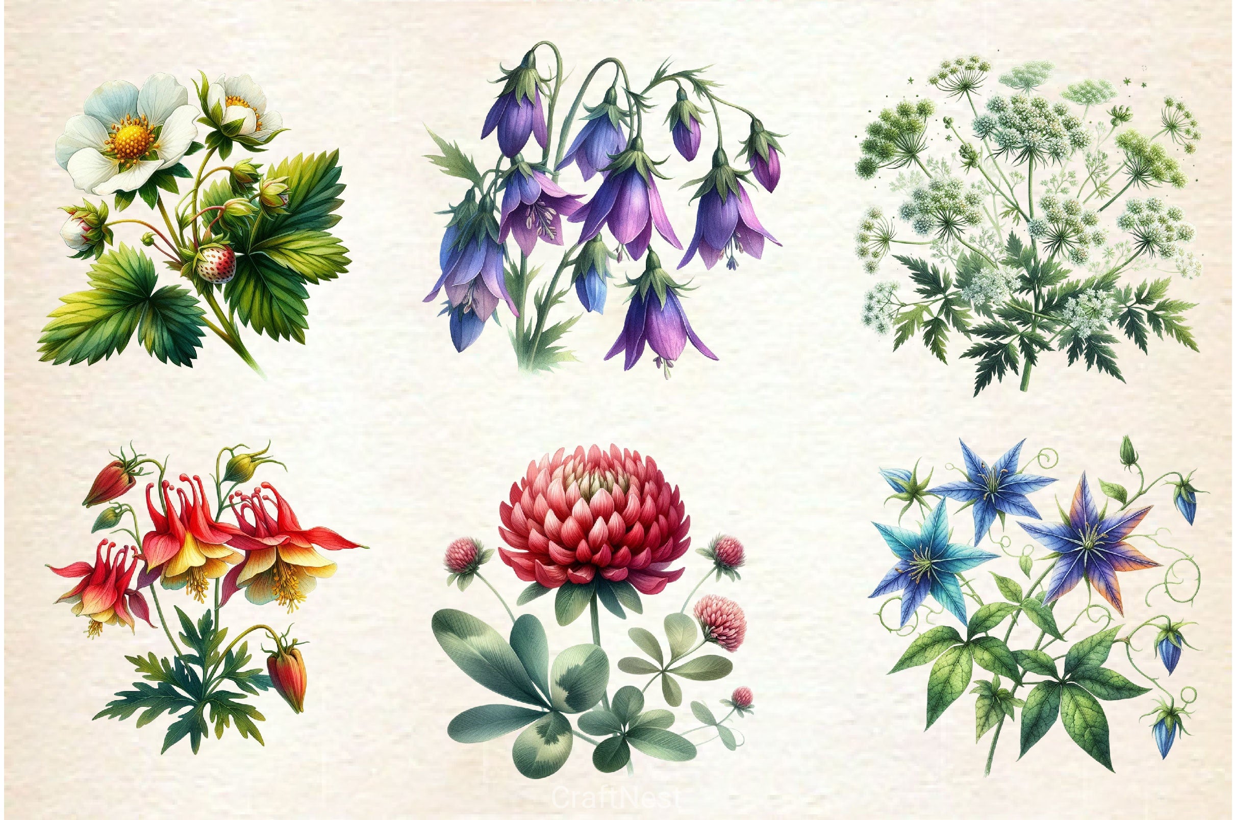 Botanical Forest Wildflower Clipart Bundle - CraftNest - Digital Crafting and Art