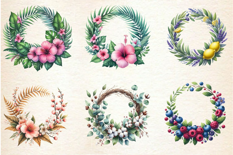 Summer Wreath Clipart Bundle - CraftNest - Digital Crafting and Art