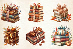 Autumn Bow Book Stack Clipart Bundle - CraftNest - Digital Crafting and Art