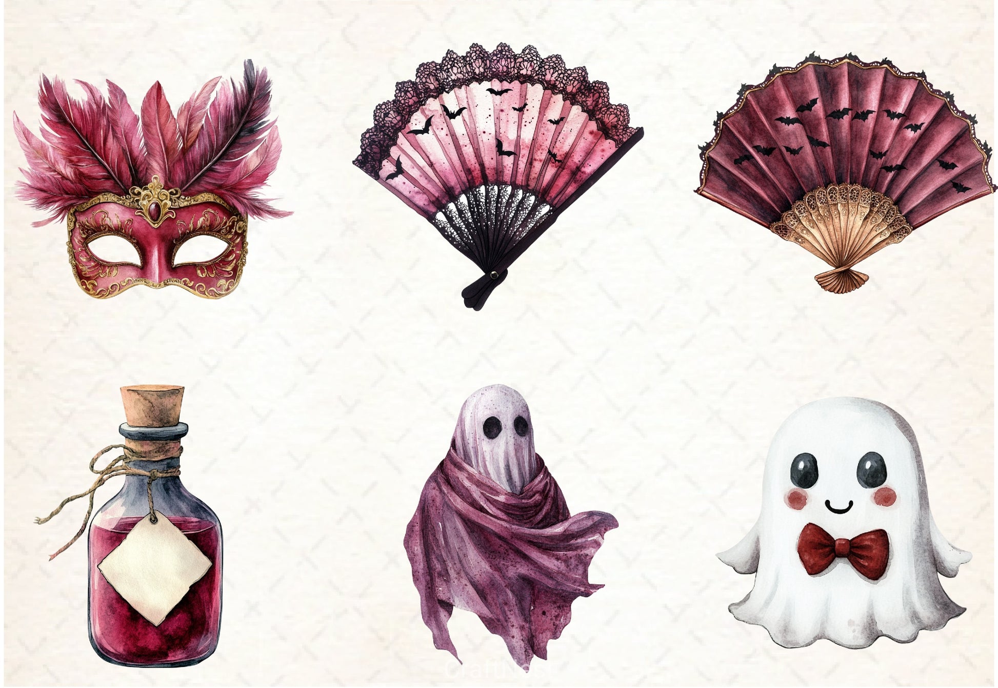 Burgundy Halloween Clipart Bundle - CraftNest - Digital Crafting and Art