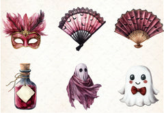 Burgundy Halloween Clipart Bundle - CraftNest - Digital Crafting and Art