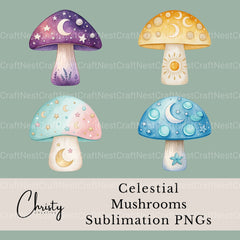 Mushrooms Celestial Clipart Bundle - CraftNest - Digital Crafting and Art