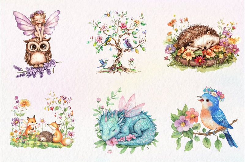 Garden Fairies Floral Animals Clipart Bundle - CraftNest - Digital Crafting and Art