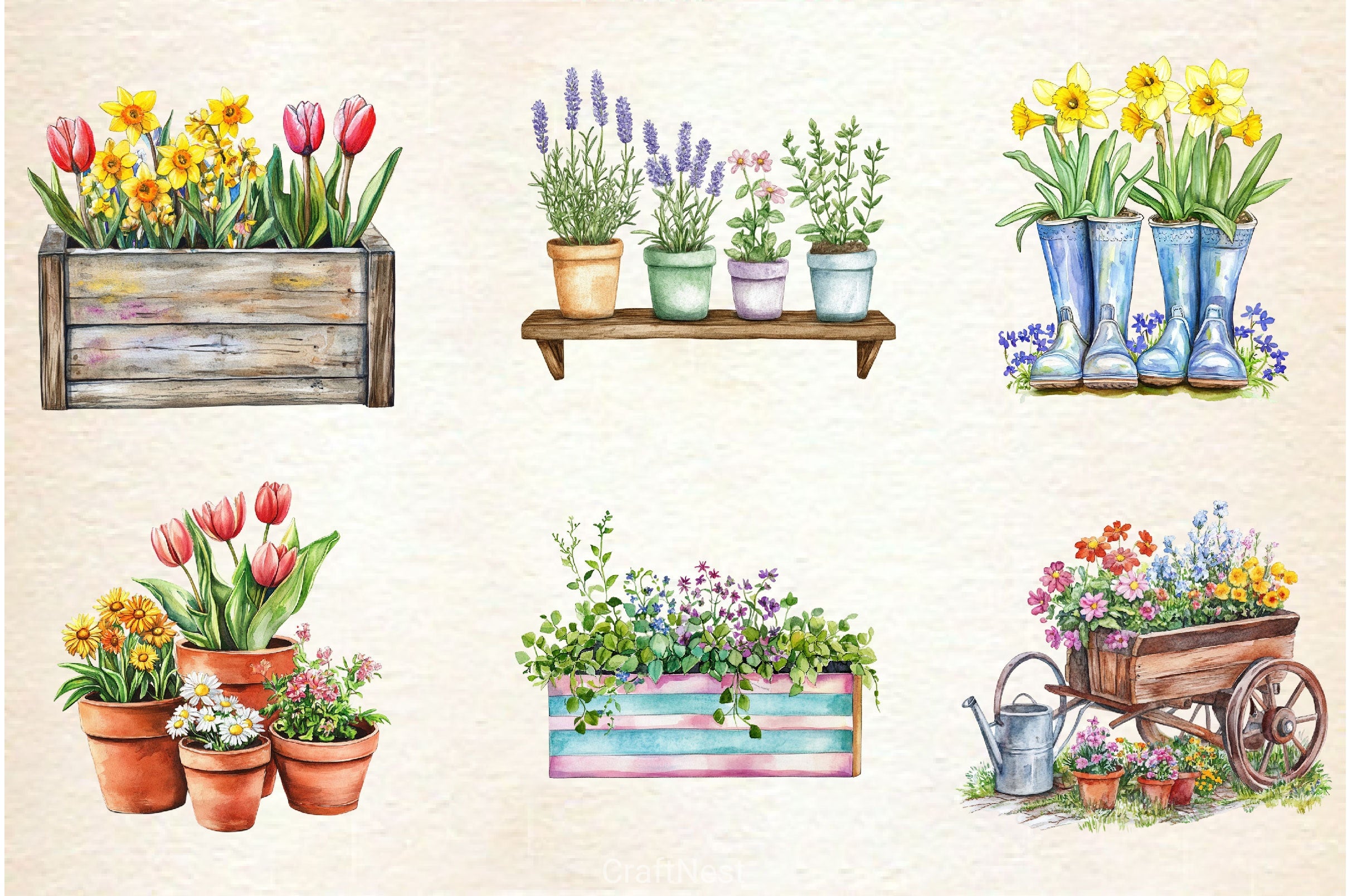 Spring Planters Clipart Bundle - CraftNest - Digital Crafting and Art
