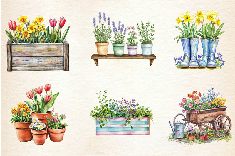Spring Planters Clipart Bundle - CraftNest - Digital Crafting and Art