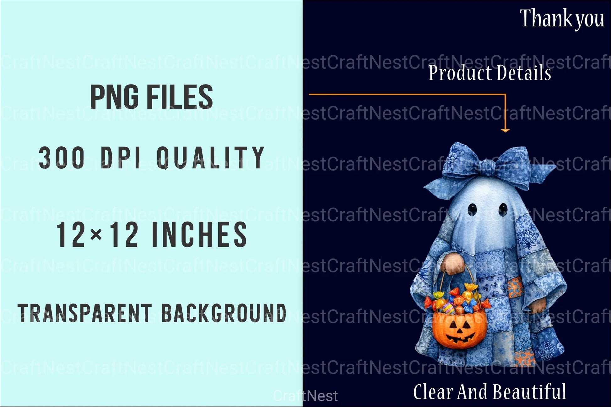 Halloween Blue Denim Ghost Clipart Bundle - CraftNest - Digital Crafting and Art