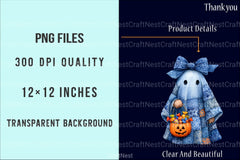Halloween Blue Denim Ghost Clipart Bundle - CraftNest - Digital Crafting and Art