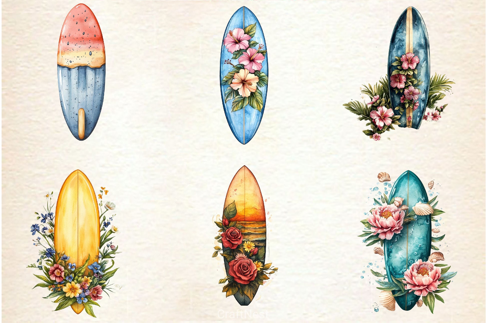 Summer Surfboard Clipart Bundle 2 - CraftNest - Digital Crafting and Art