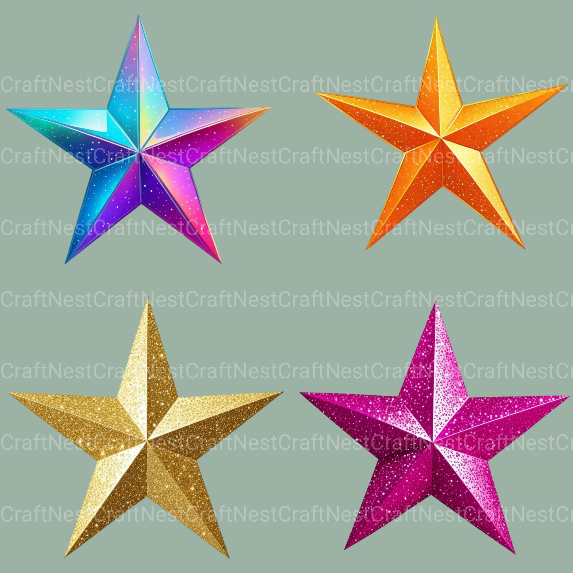 Shiny Stars Clipart Bundle - CraftNest - Digital Crafting and Art