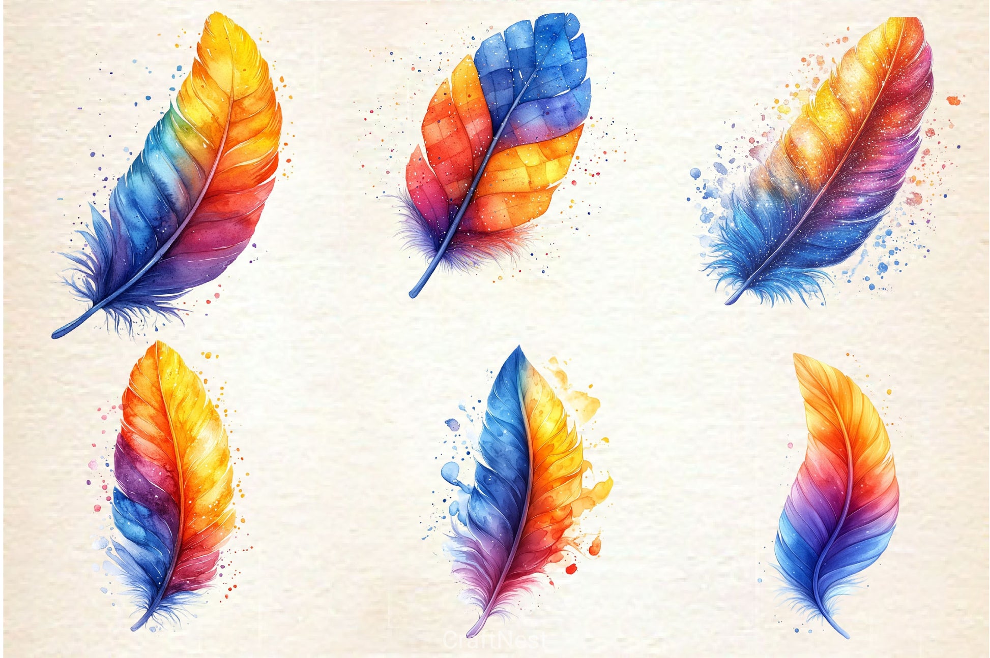 Rainbow Feathers Clipart Bundle - CraftNest - Digital Crafting and Art