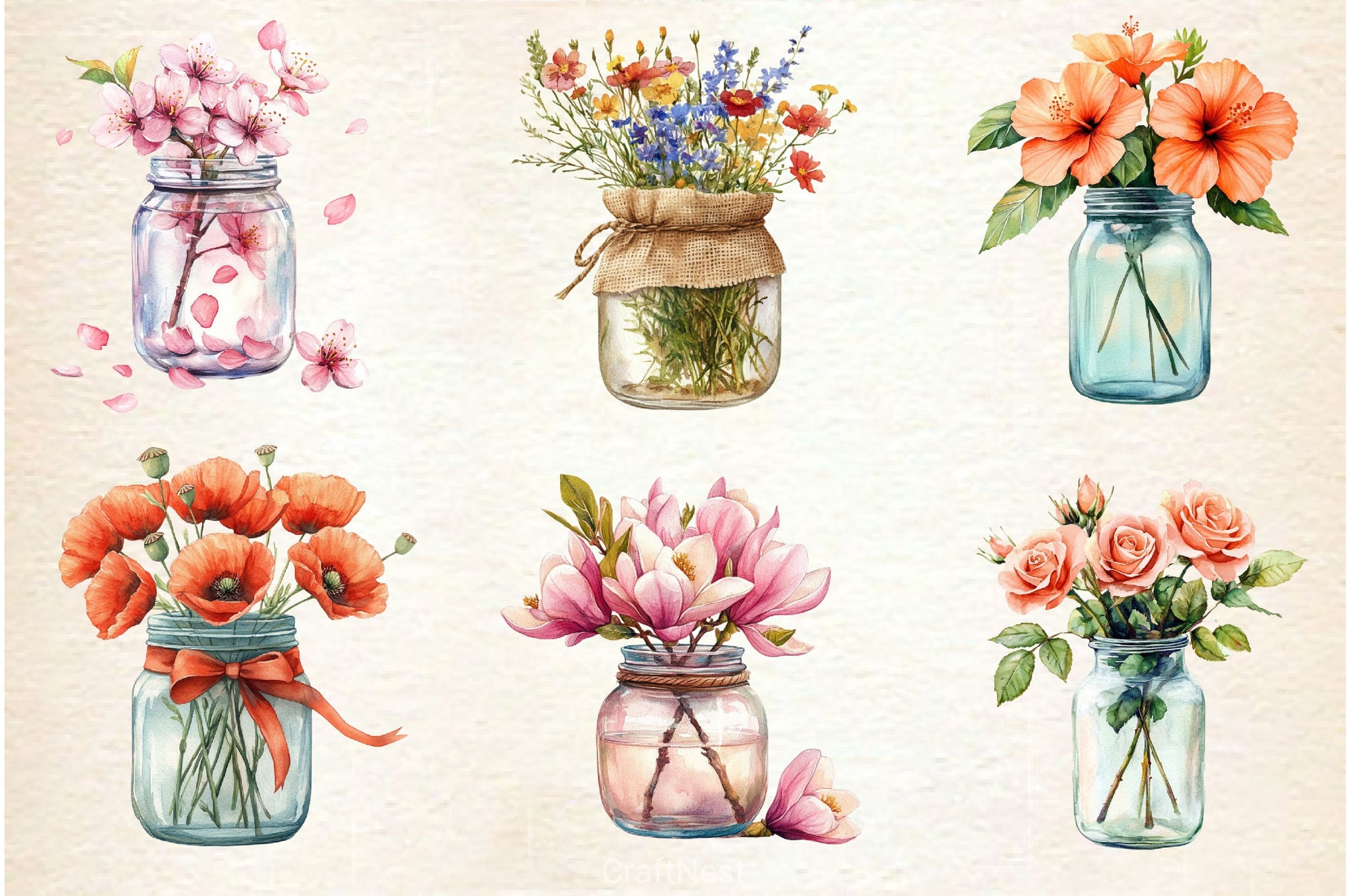 Flower In Jar Clipart Bundle 2 - CraftNest - Digital Crafting and Art