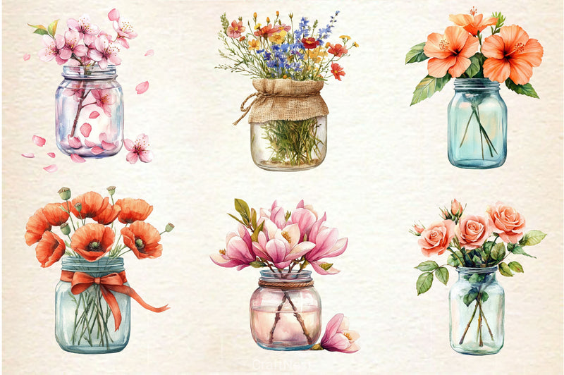 Flower In Jar Clipart Bundle 2 - CraftNest - Digital Crafting and Art