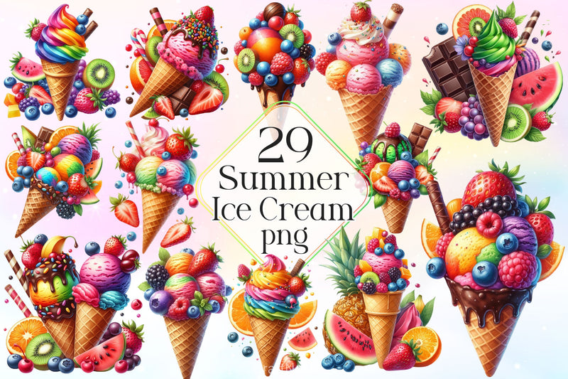 Summer Ice Cream Clipart Bundle 10 - CraftNest - Digital Crafting and Art