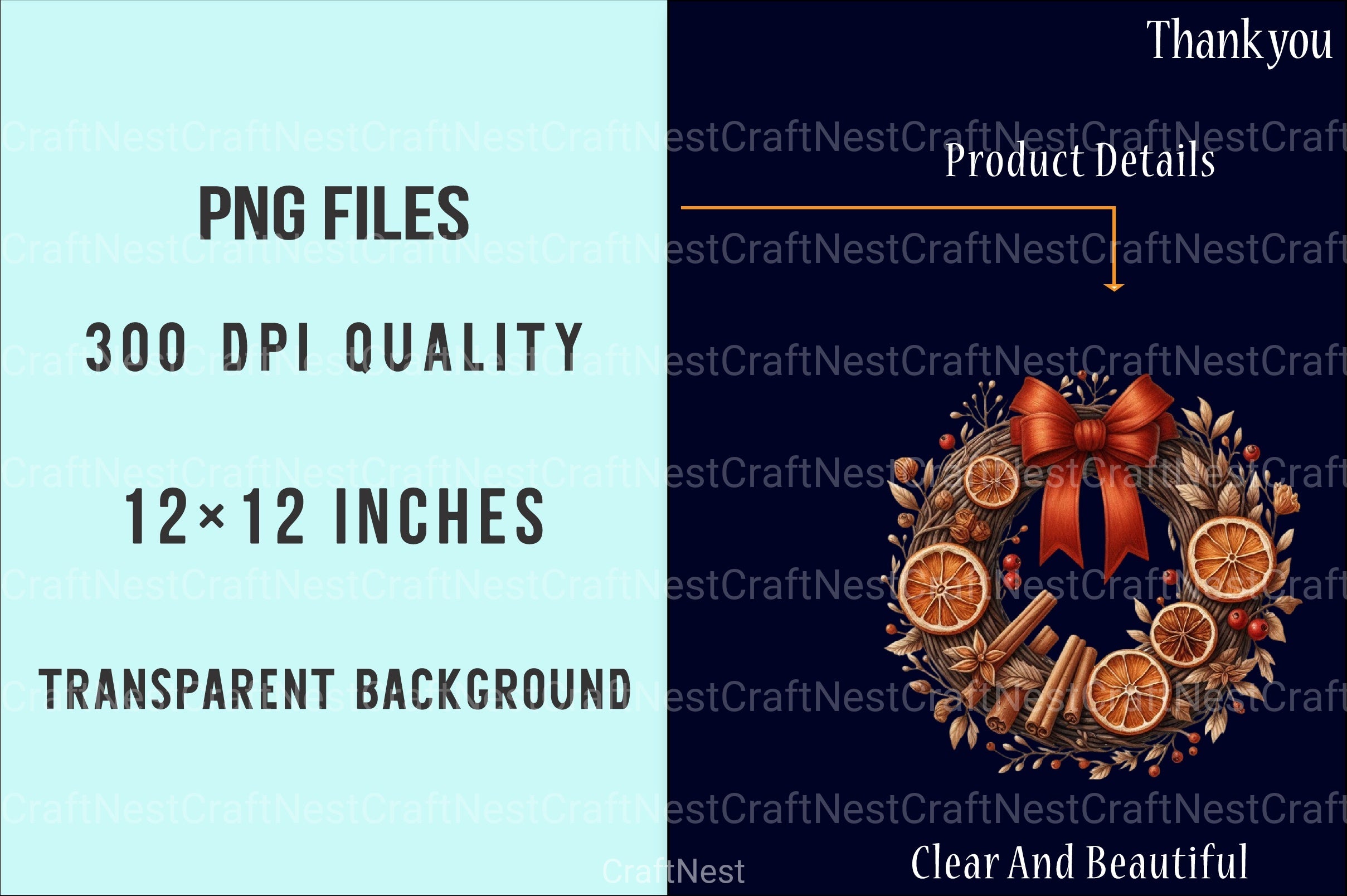 Grandmillennial Christmas Wreath Clipart Bundle for Commercial Use - CraftNest - Digital Crafting and Art