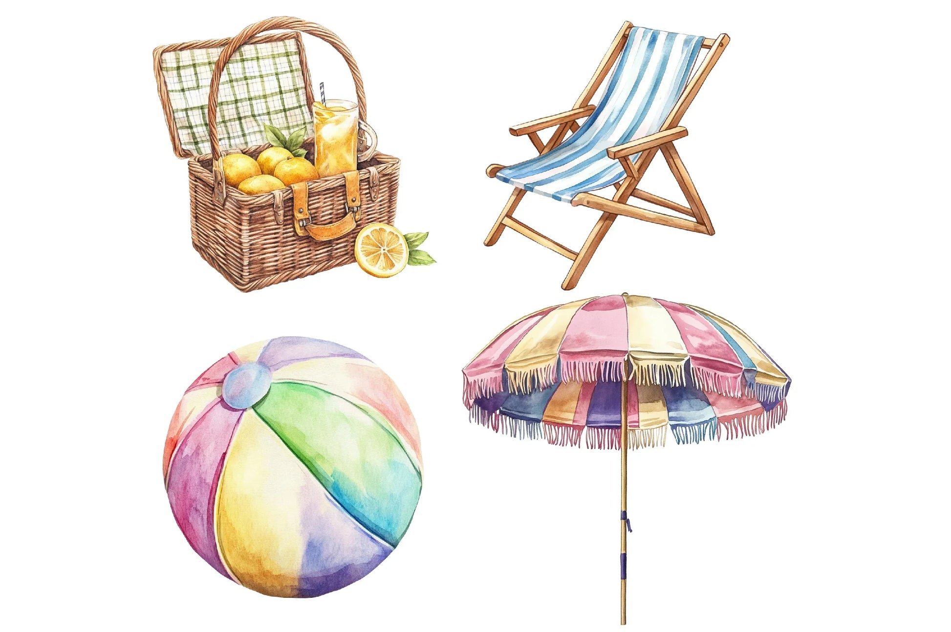 1950s Beach Day Clipart Bundle - CraftNest - Digital Crafting and Art