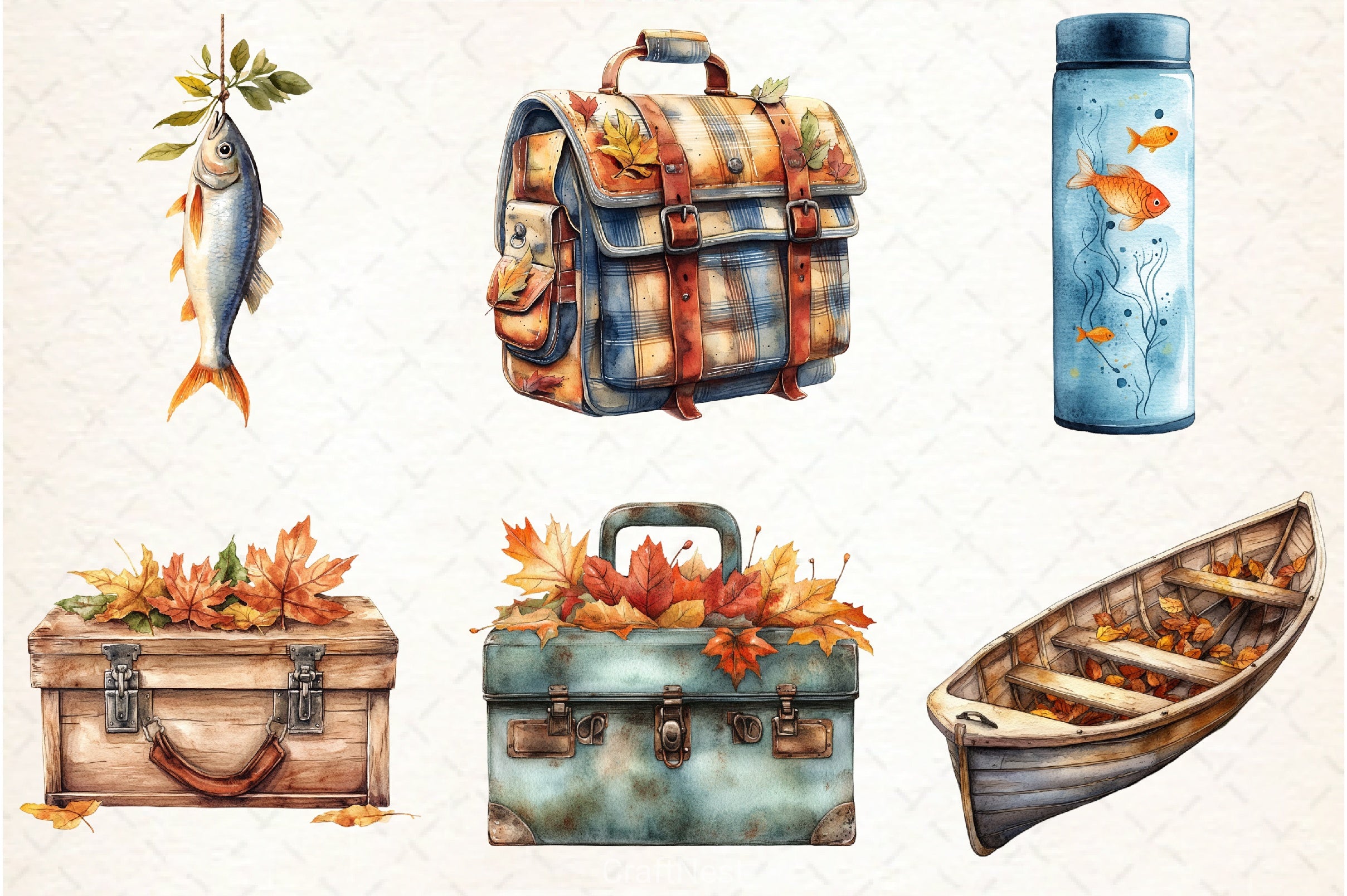 Fall Fishing Clipart Bundle - CraftNest - Digital Crafting and Art