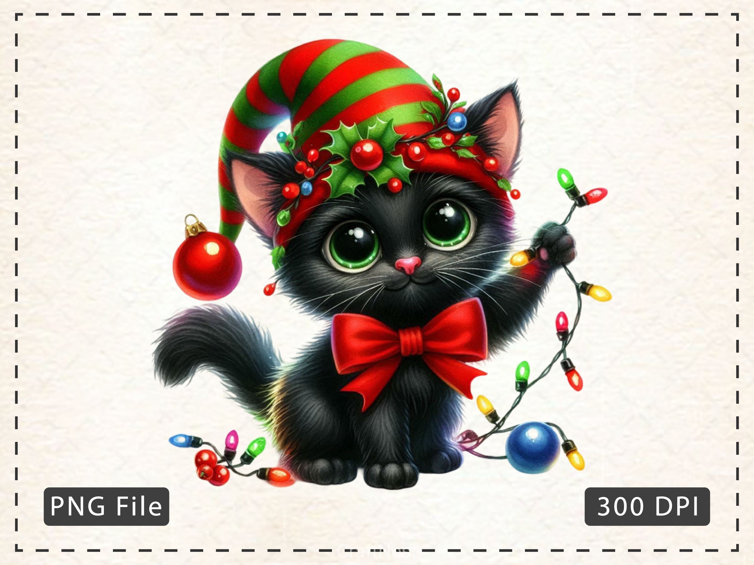 Christmas Black Cat Clipart Bundle 6 - CraftNest - Digital Crafting and Art