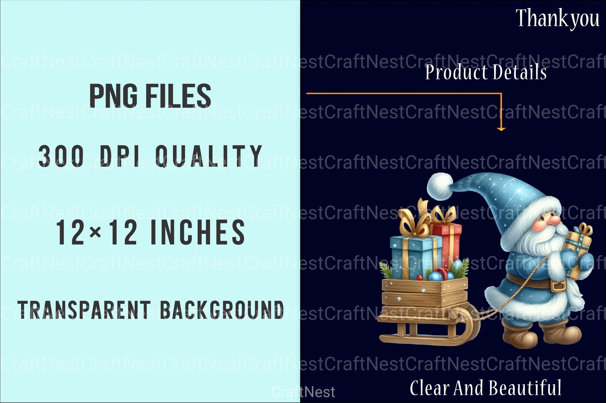 Festive Blue Christmas Gnomes Clipart Bundle - CraftNest - Digital Crafting and Art