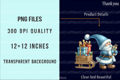 Festive Blue Christmas Gnomes Clipart Bundle - CraftNest - Digital Crafting and Art