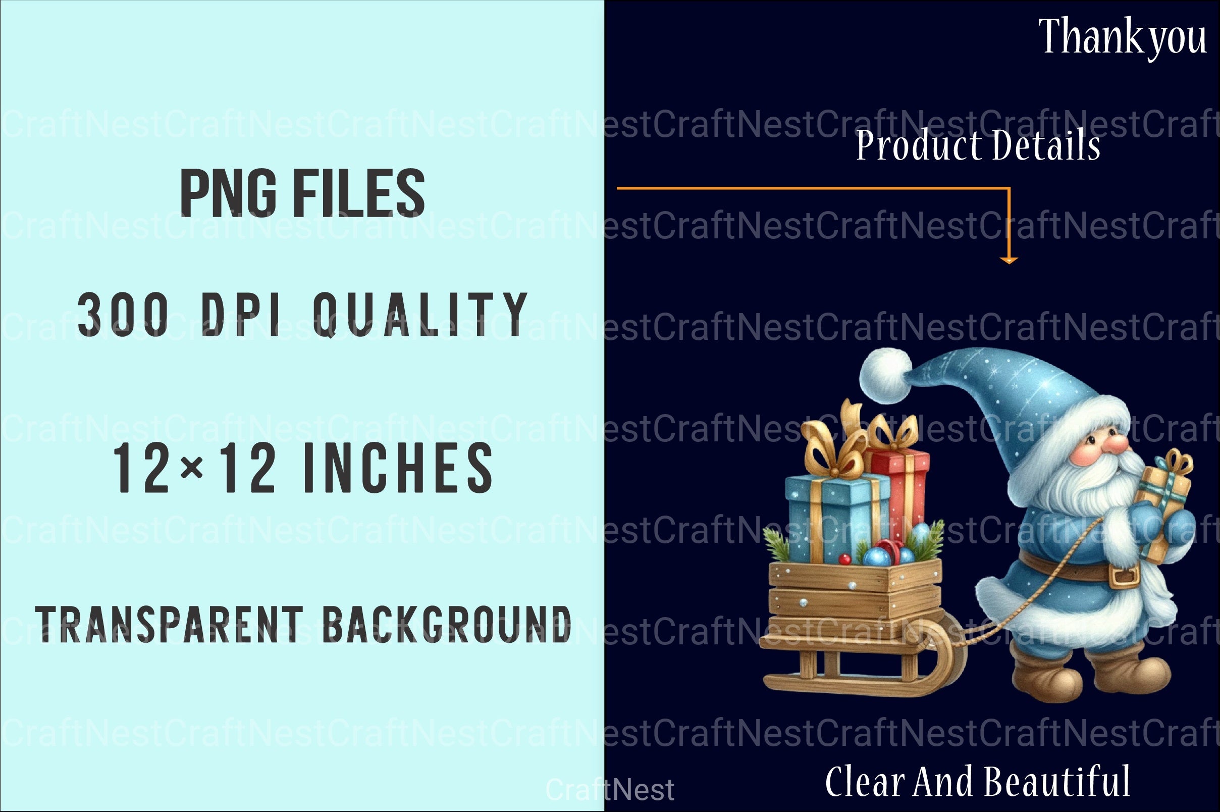 Festive Blue Christmas Gnomes Clipart Bundle - CraftNest - Digital Crafting and Art